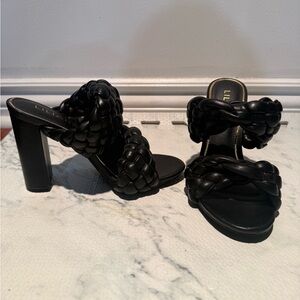 Black Braided Sandal Heel